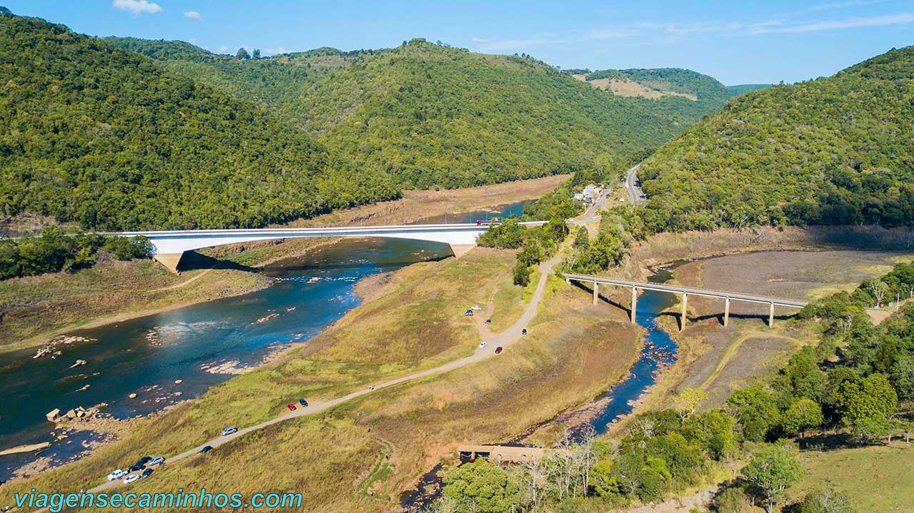Ponte do Rio Pelotas e rio Socorro - Seca de 2020