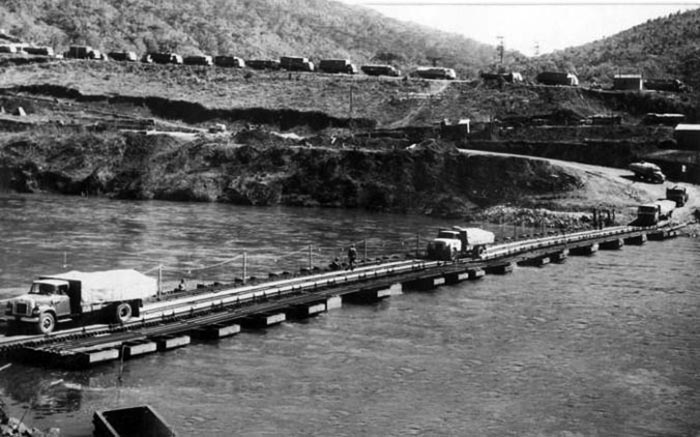 Ponte provisória rio Pelotas em 1965