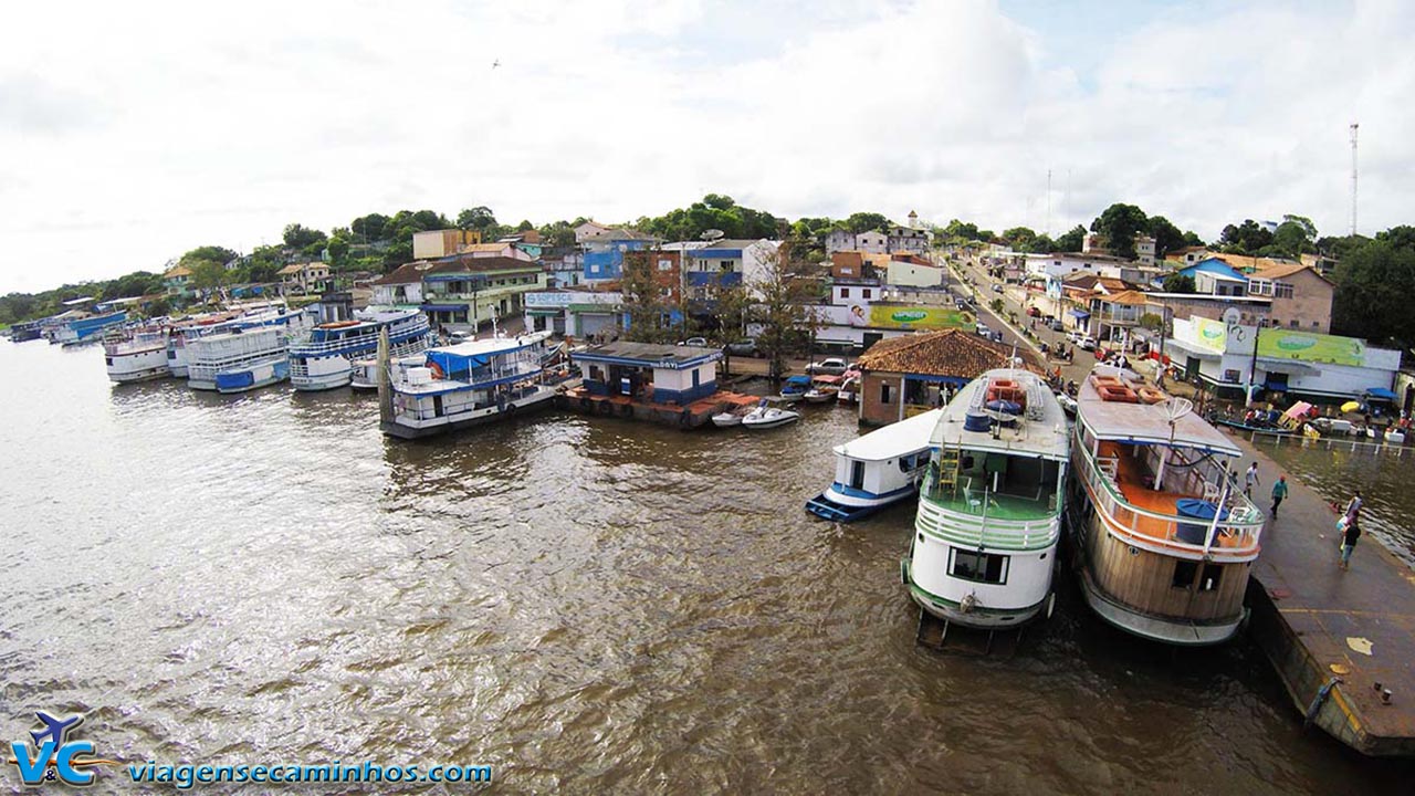 Porto de Juruti, no Pará, vista de cima do barco