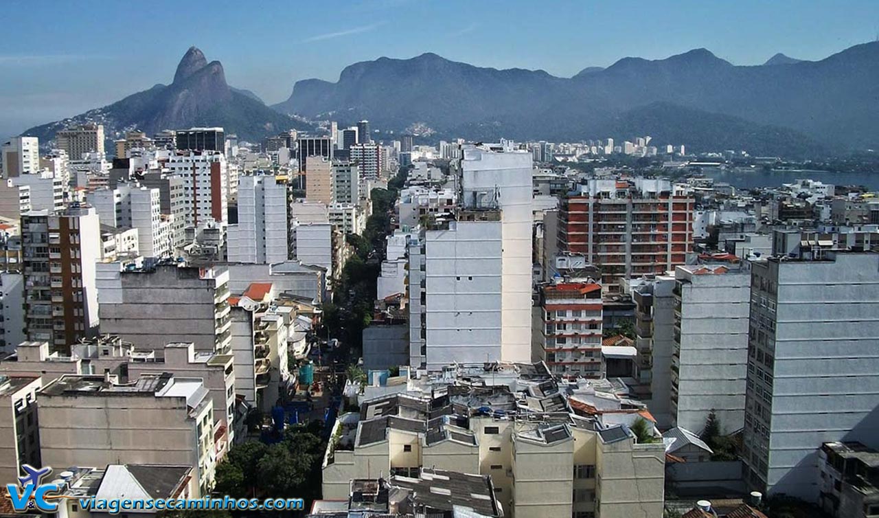 Vista do Mirante da Paz, Leblon e Morro Dois Irmãos