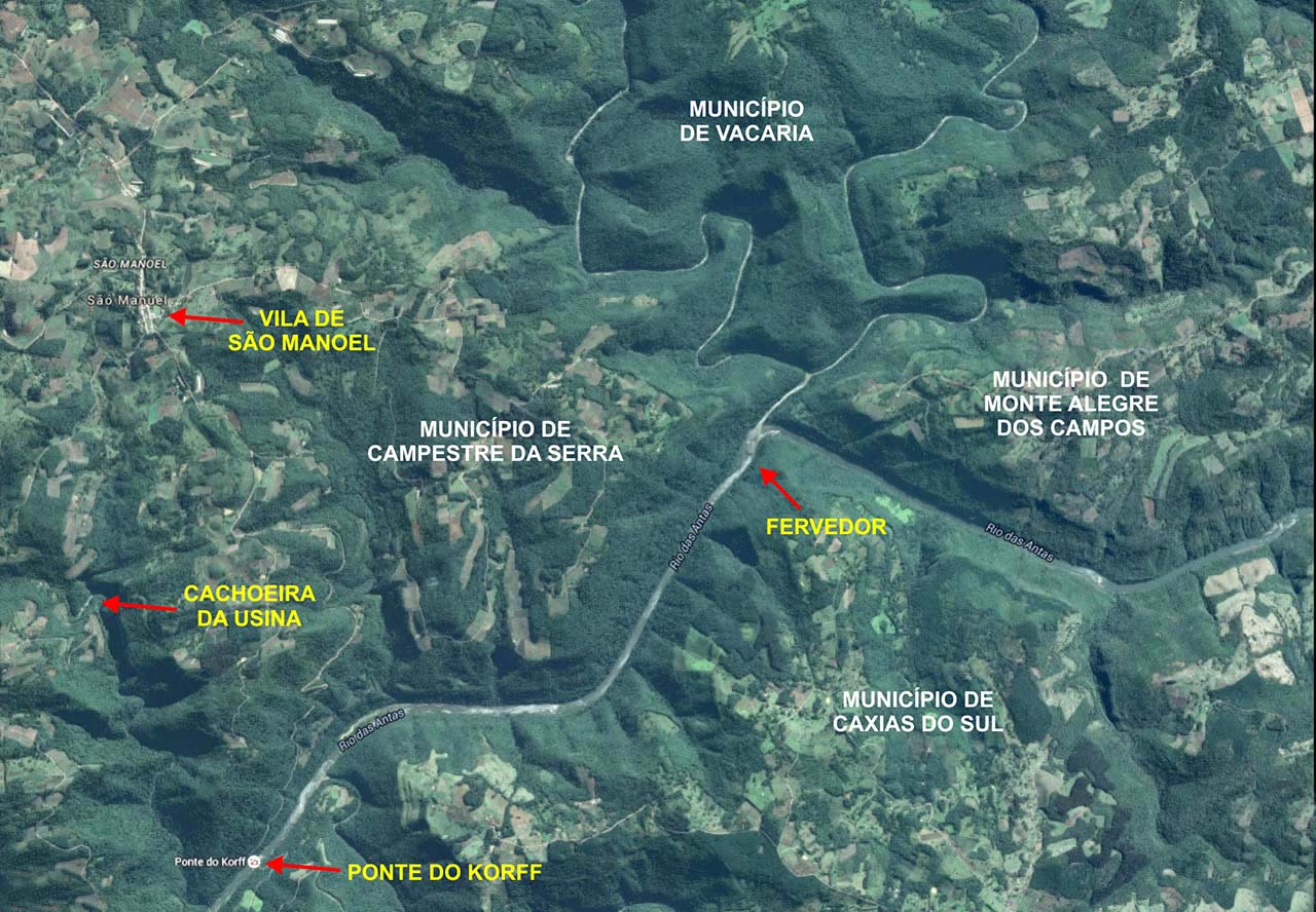 Mapa pontos turísticos de Campestre da Serra