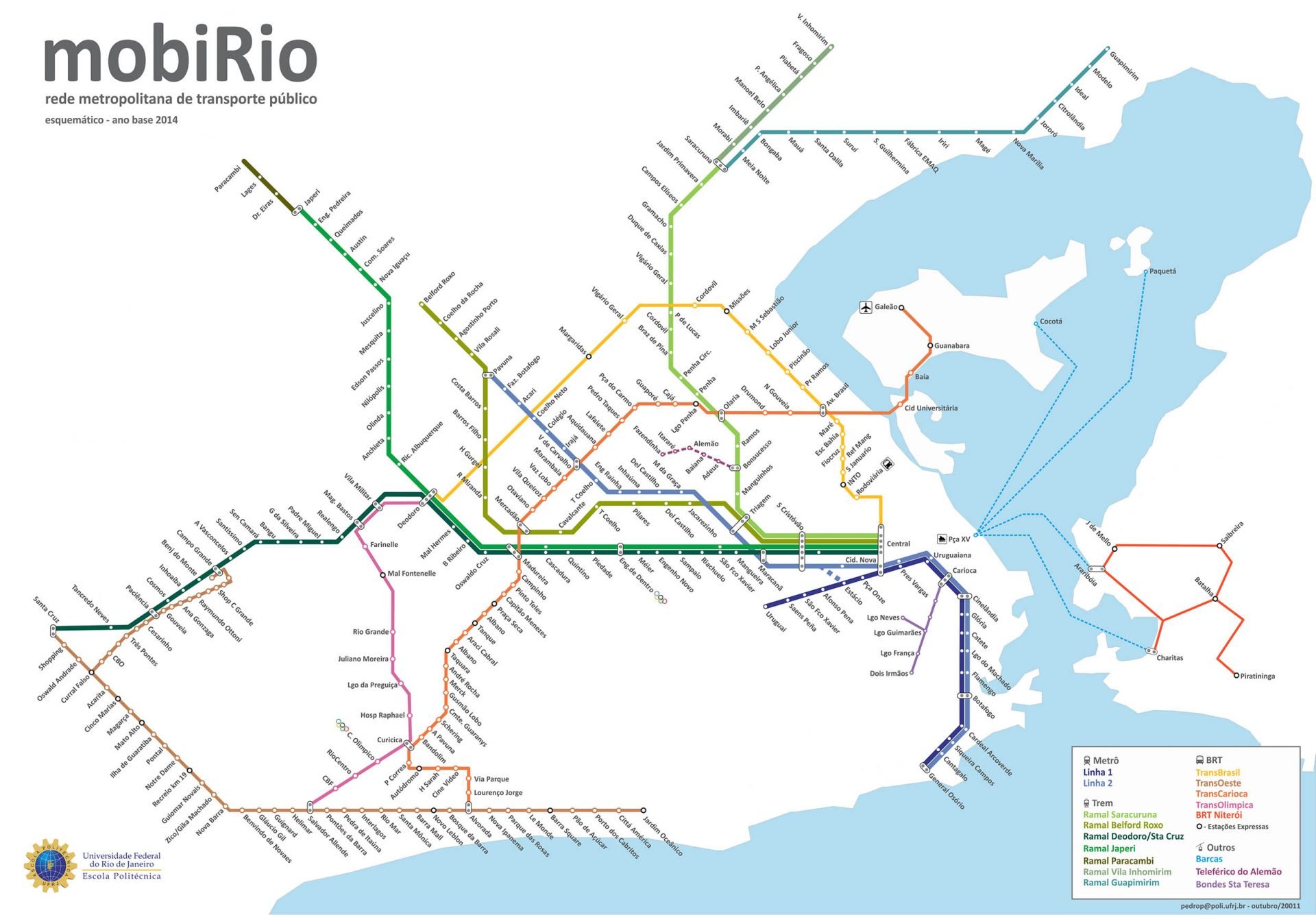 Mapa geral dos trens urbanos do Rio de Janeiro