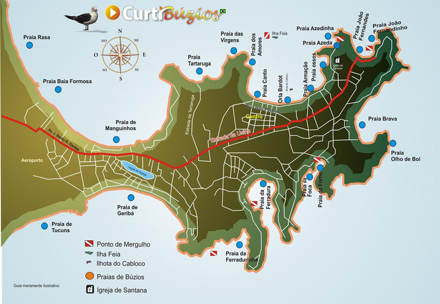 Mapa das praias de Búzios