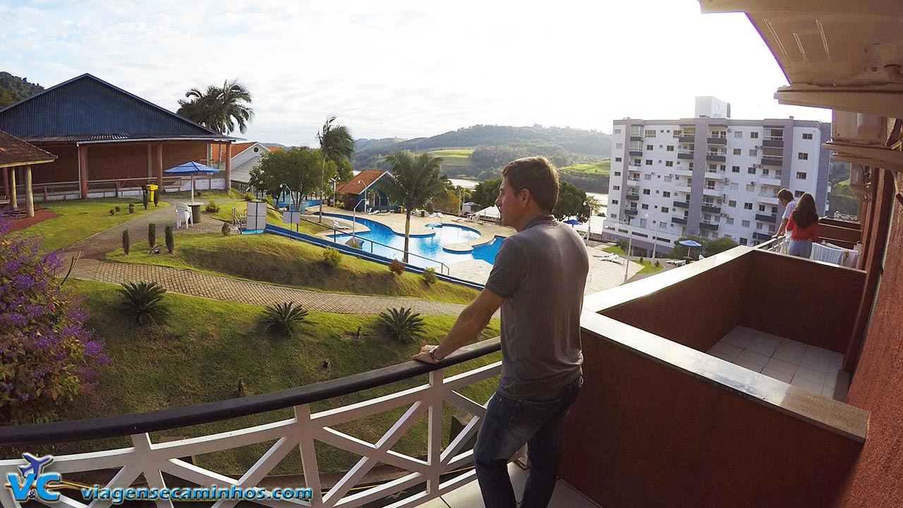 Varanda do Hotel Balneário, com vista para as termas