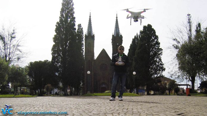 Decolando o drone em Vacaria - Viagens e Caminhos