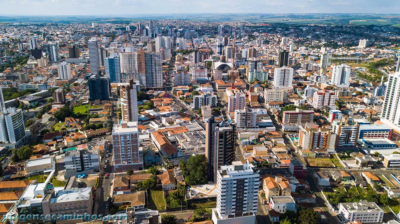 Vista aérea do centro de Ponta Grossa