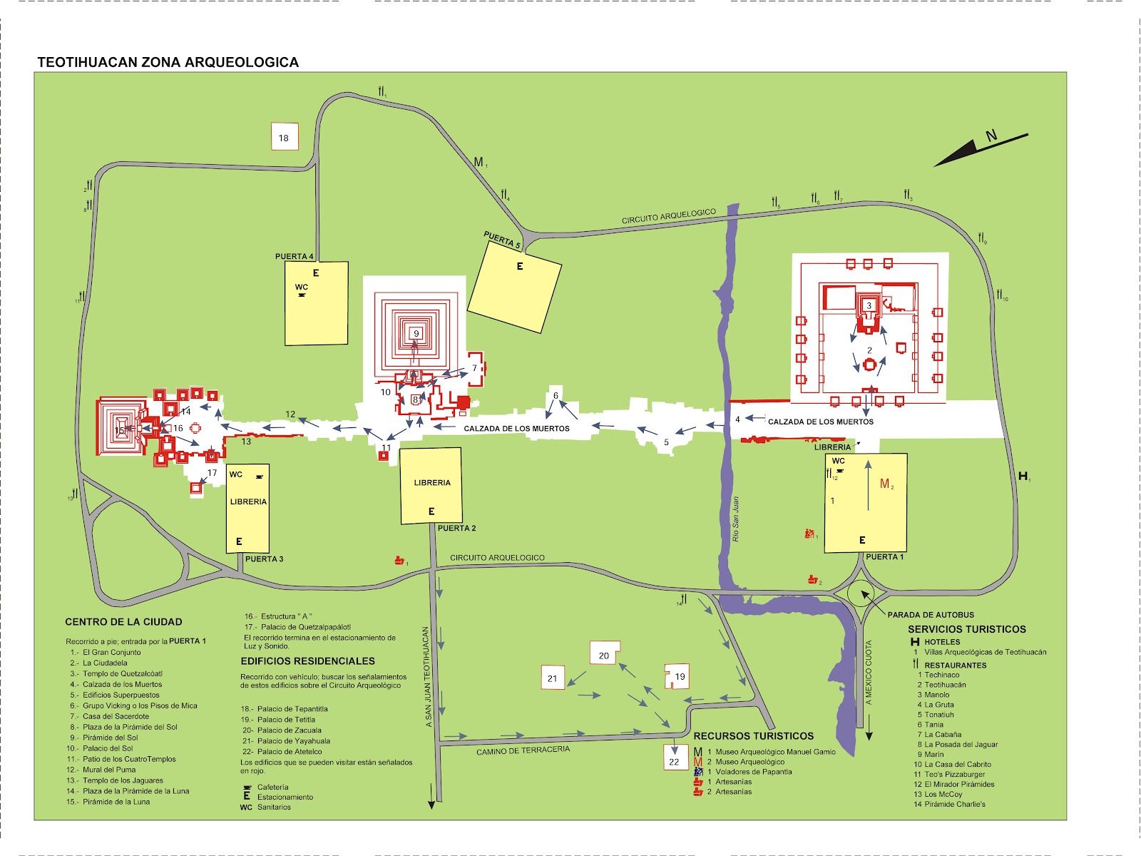 Mapa das Pirâmides de Teotihuacan