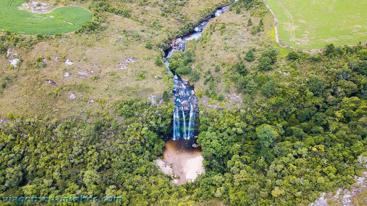 Vista aérea da Cachoeira da Mariquinha - Ponta Grossa