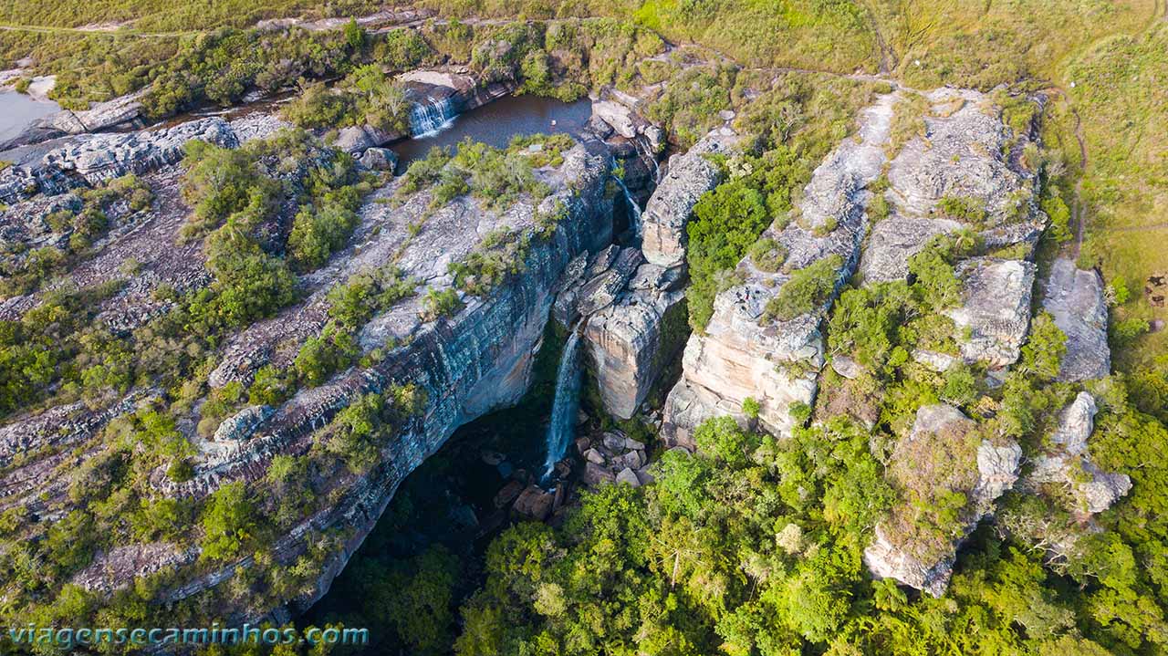 Vista aérea da cachoeira São Jorge