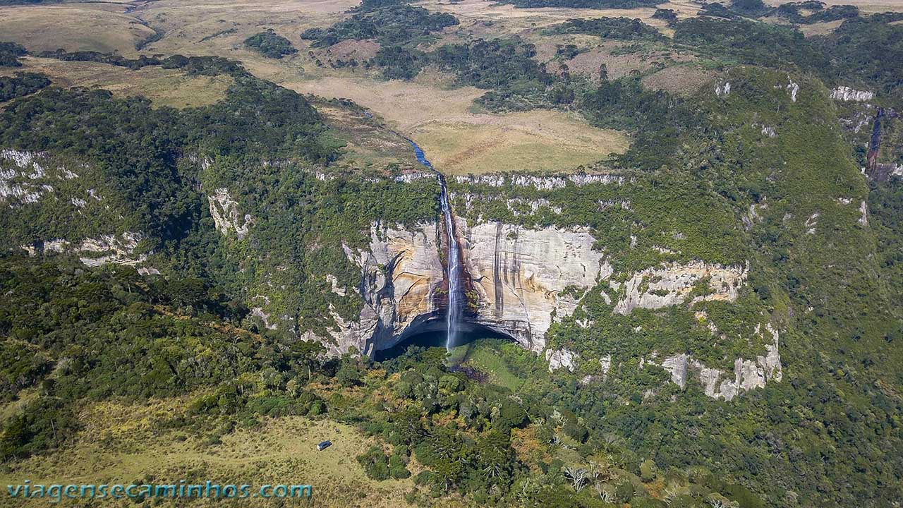 Vista aérea da Cachoeira do Rio dos Bugres - Urubici
