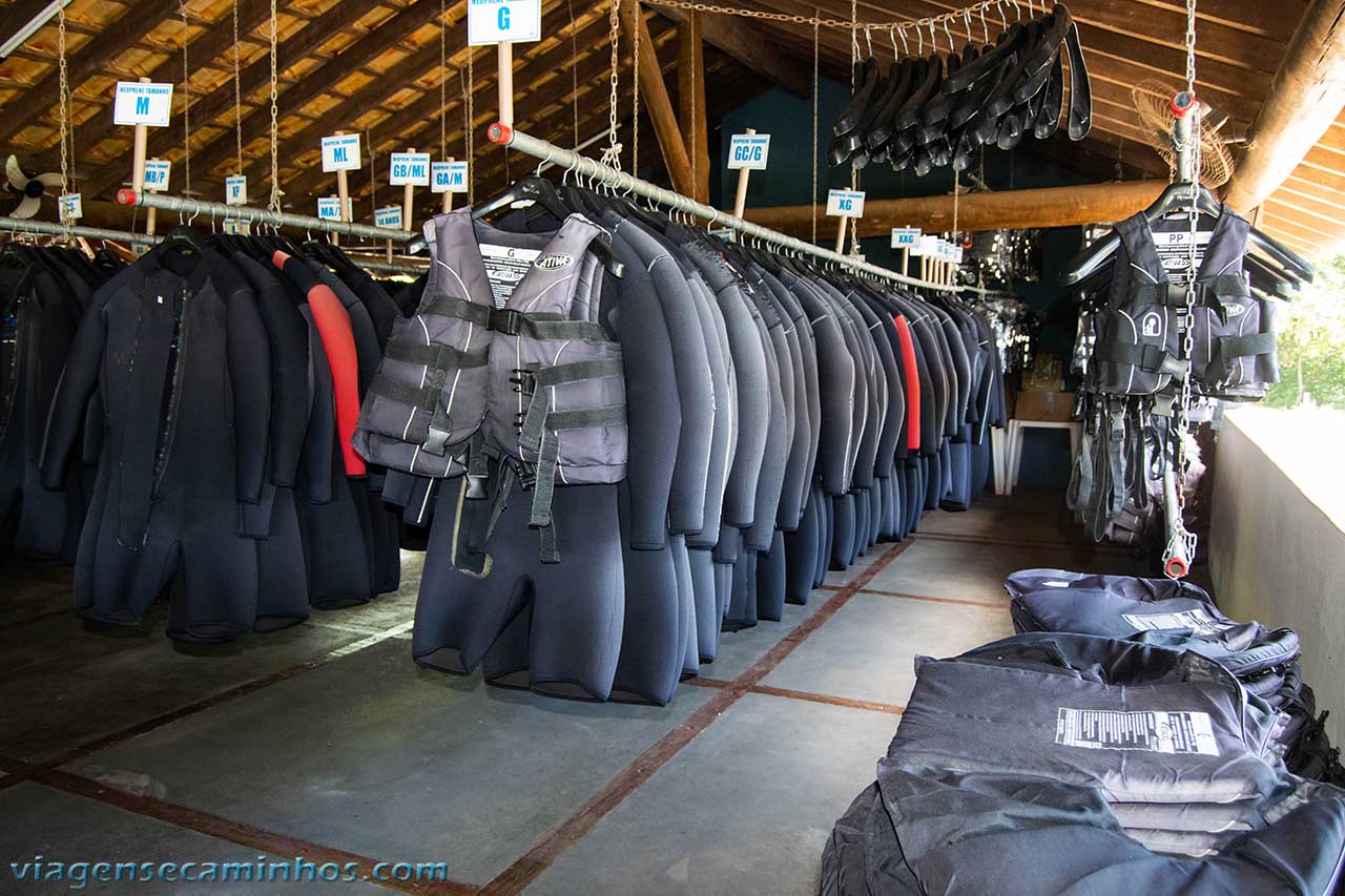 Sala de equipamentos da flutuação Nascente Azul