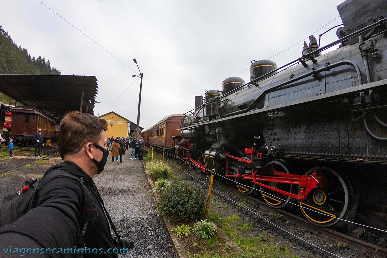 Maria Fumaça na estação ferroviária de Rio Negrinho SC