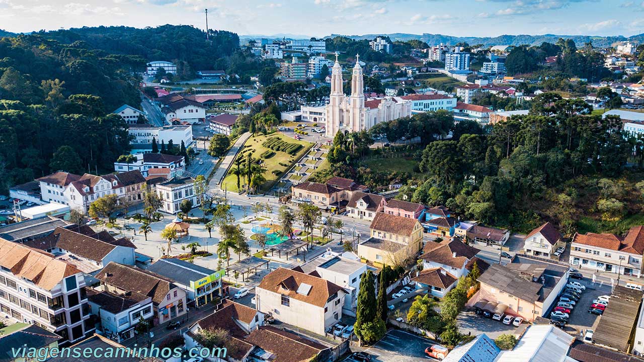 Vista aérea do centro da cidade de São Bento do Sul SC