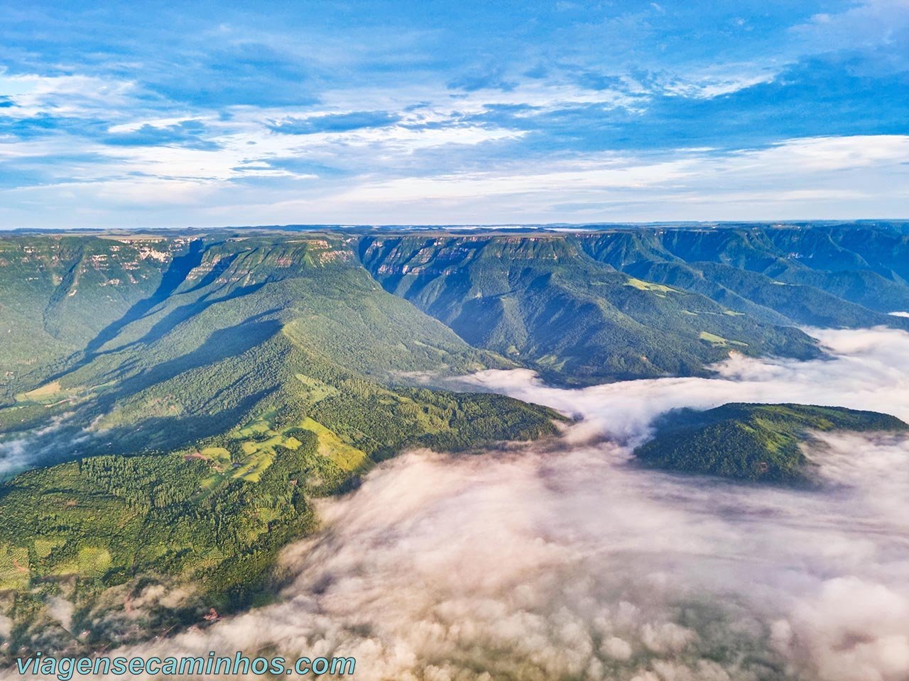 Vista do balão para os canyons em Praia Grande