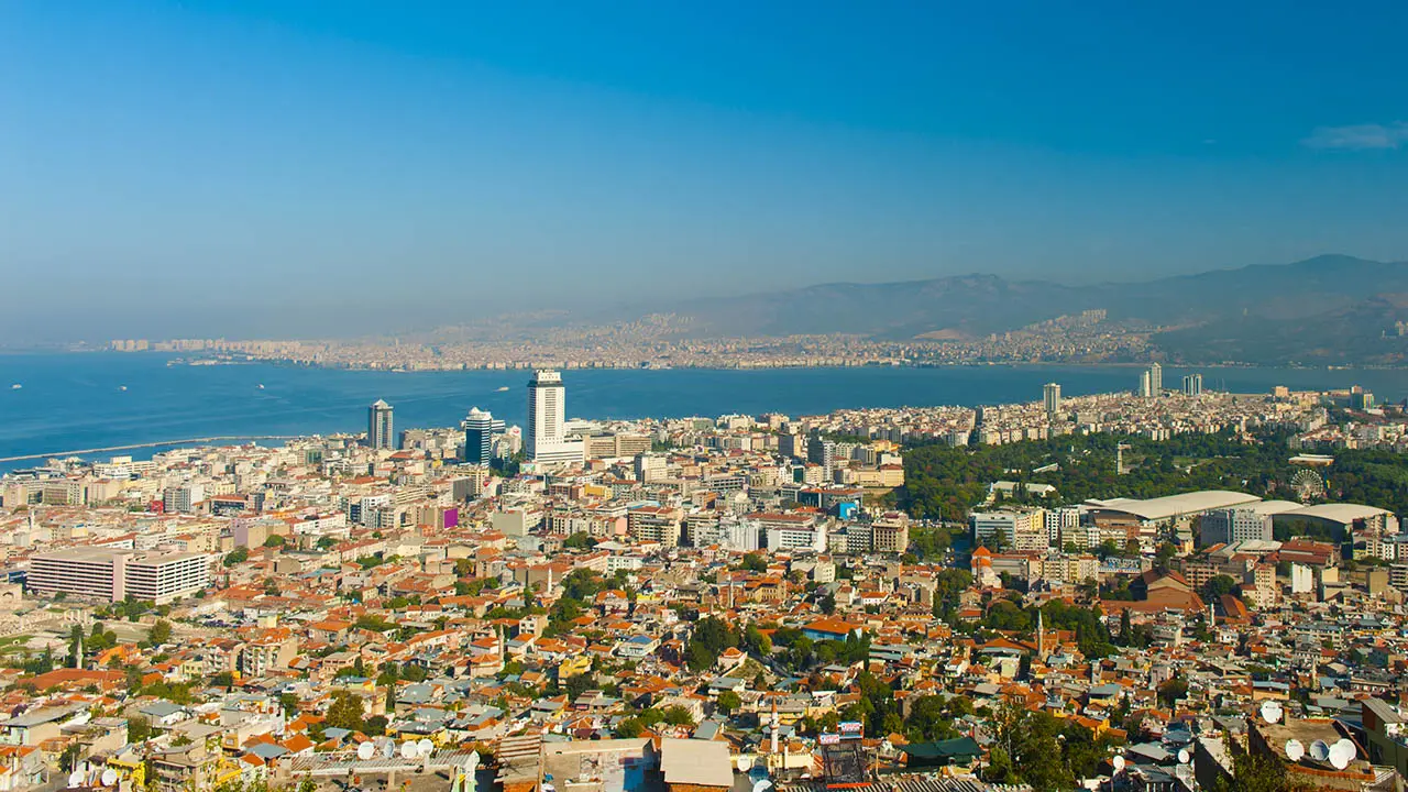 City of Izmir seen from the hill above, Turkey